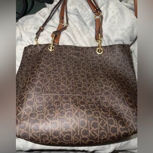 Calvin Klein Dark Brown Monogram Shoulder Bag